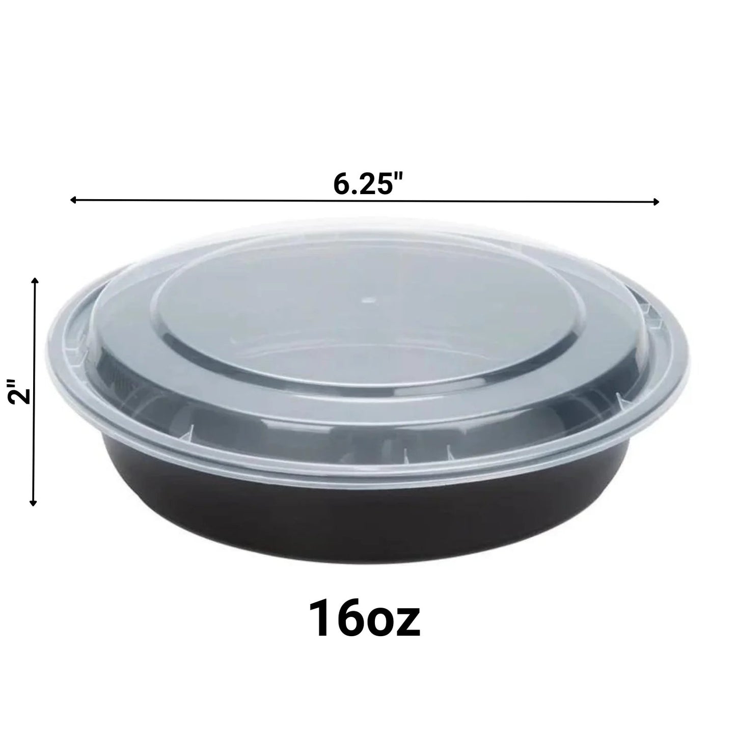 Black Meal Prep/Round Bento Box Disposable Container with Clear Lid