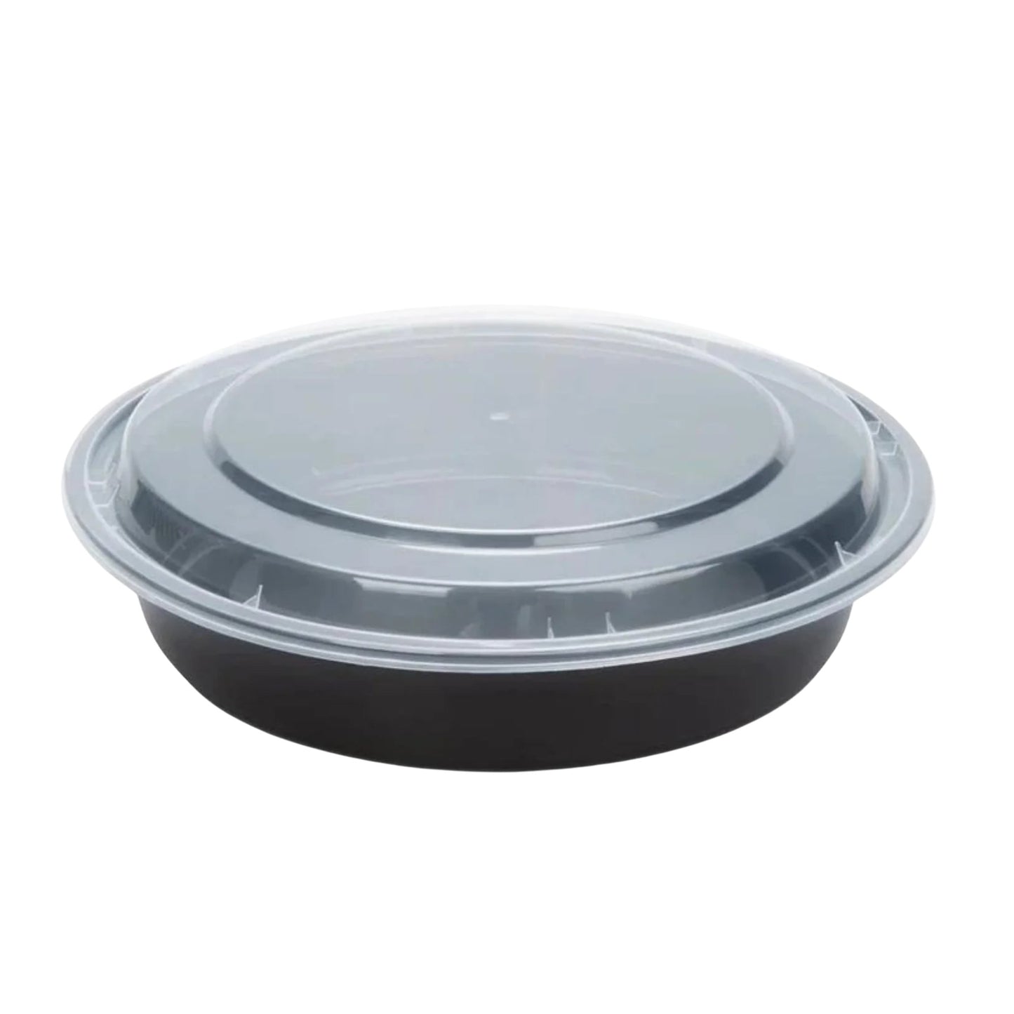 Black Meal Prep/Round Bento Box Disposable Container with Clear Lid