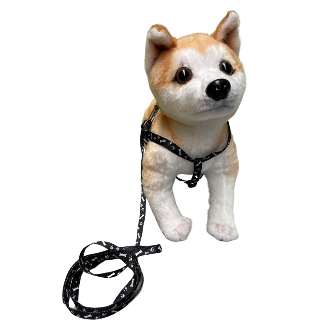 Bone Paw Printing Dog Harness with Leash for Puppies, Dogs & Cats