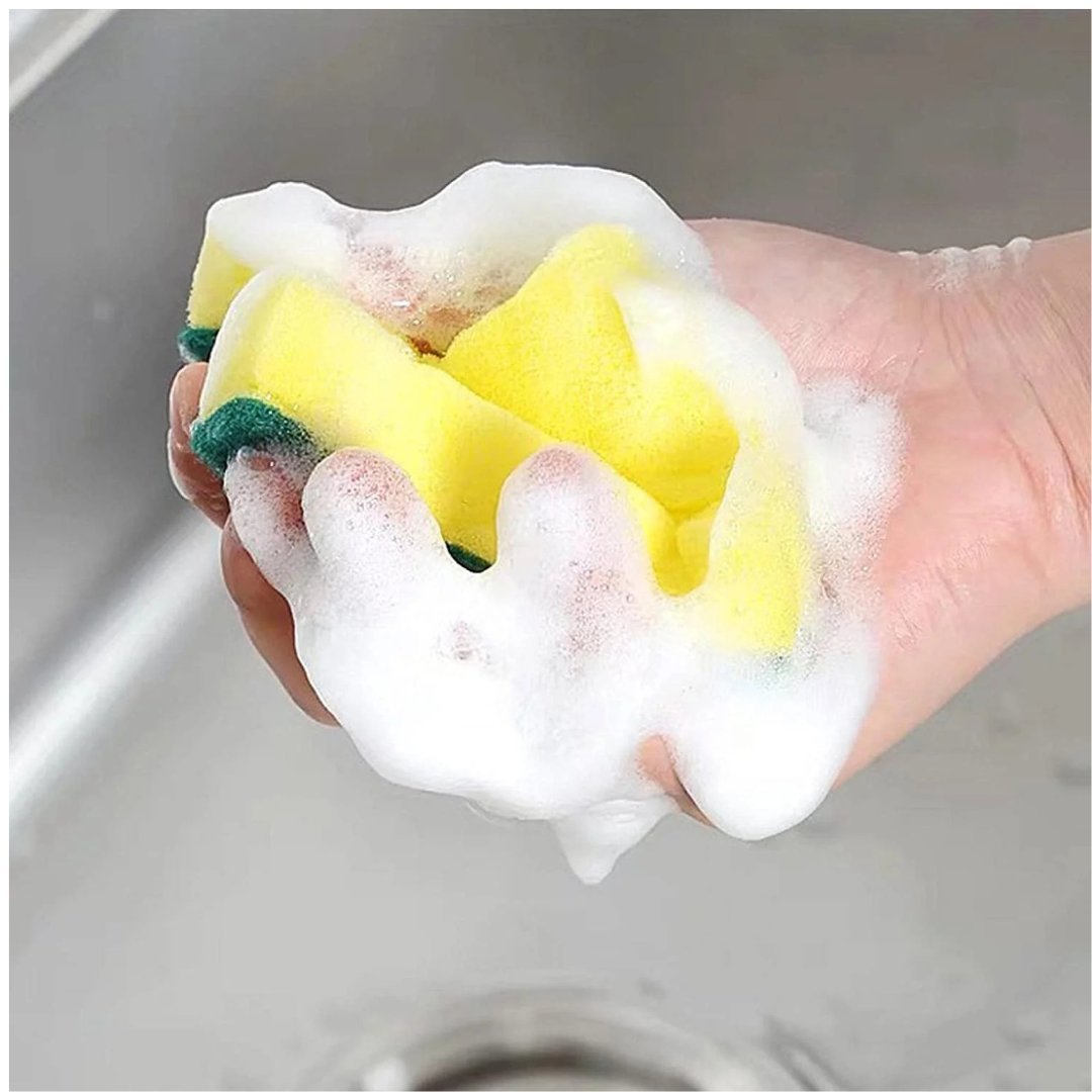 Clean Sponge with Green Scrubbing Pads – 4 Pack Sponges & Scouring Pads lifestyle use image
