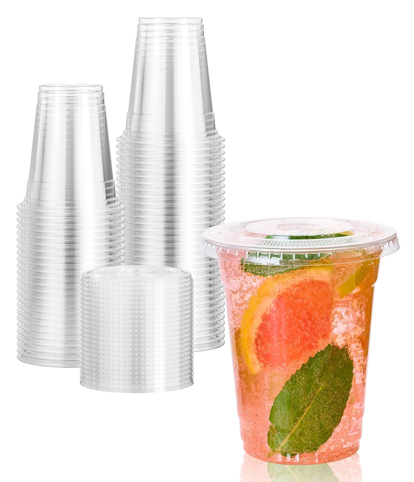 Plastic Clear PET Cups With Flat Lid