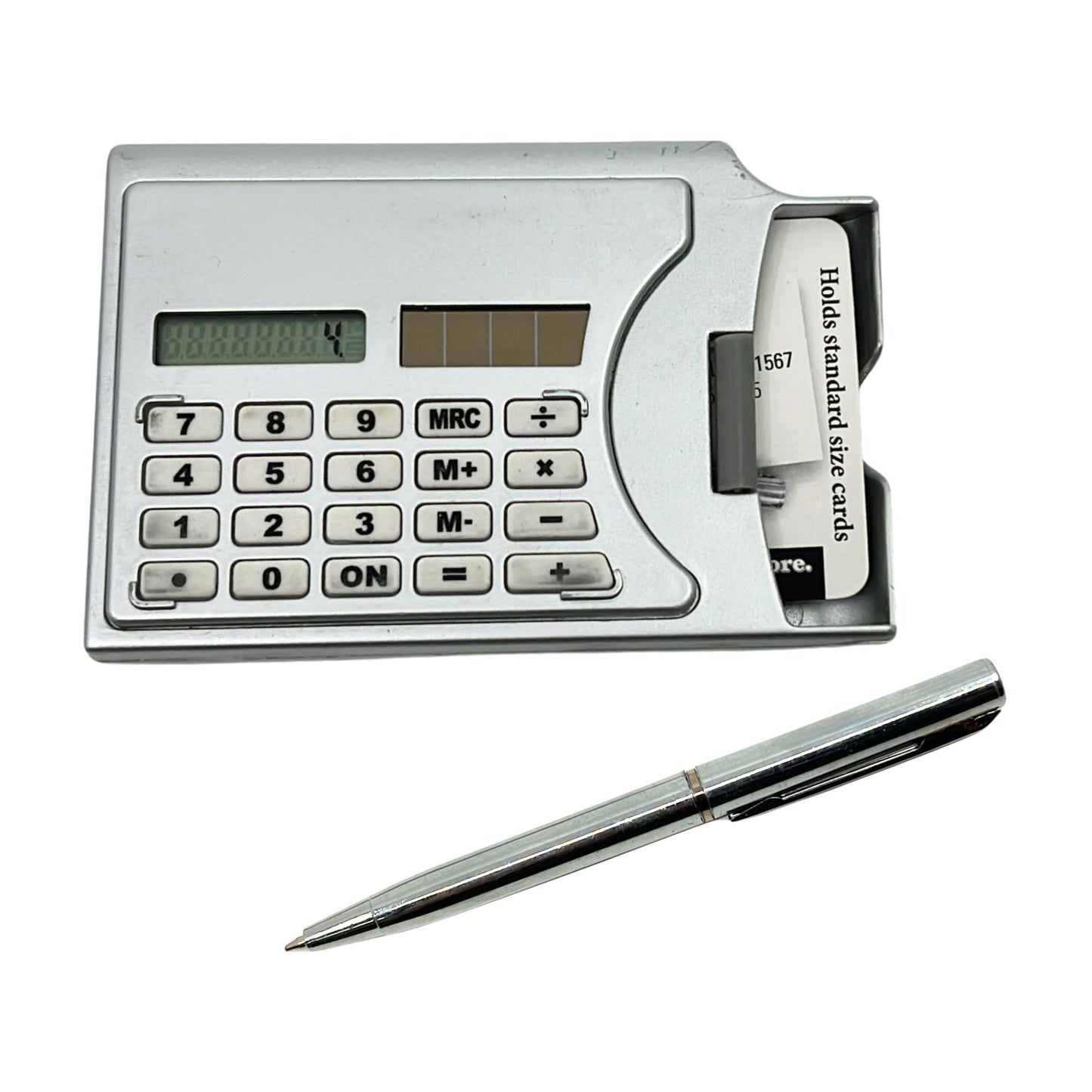 Compact Calculator with Cardholder and Pen