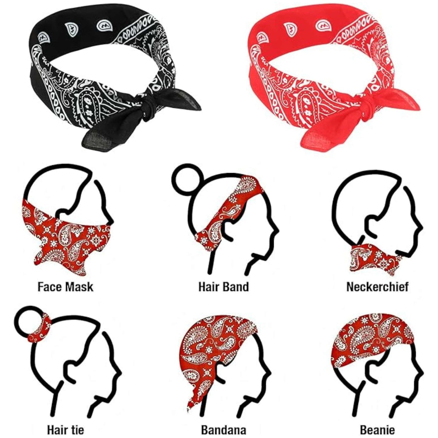 Unisex Paisley Pattern 100% Cotton Bandana Head or Neck Scarf