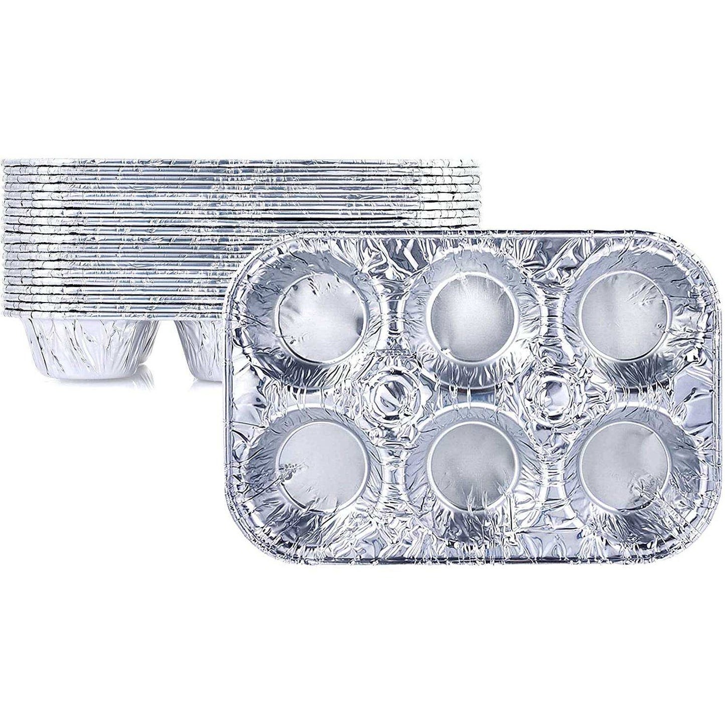 Disposable Aluminum Muffin Foil Pan 6 Cup Section: 3 Pack Aluminum Baking product image 6