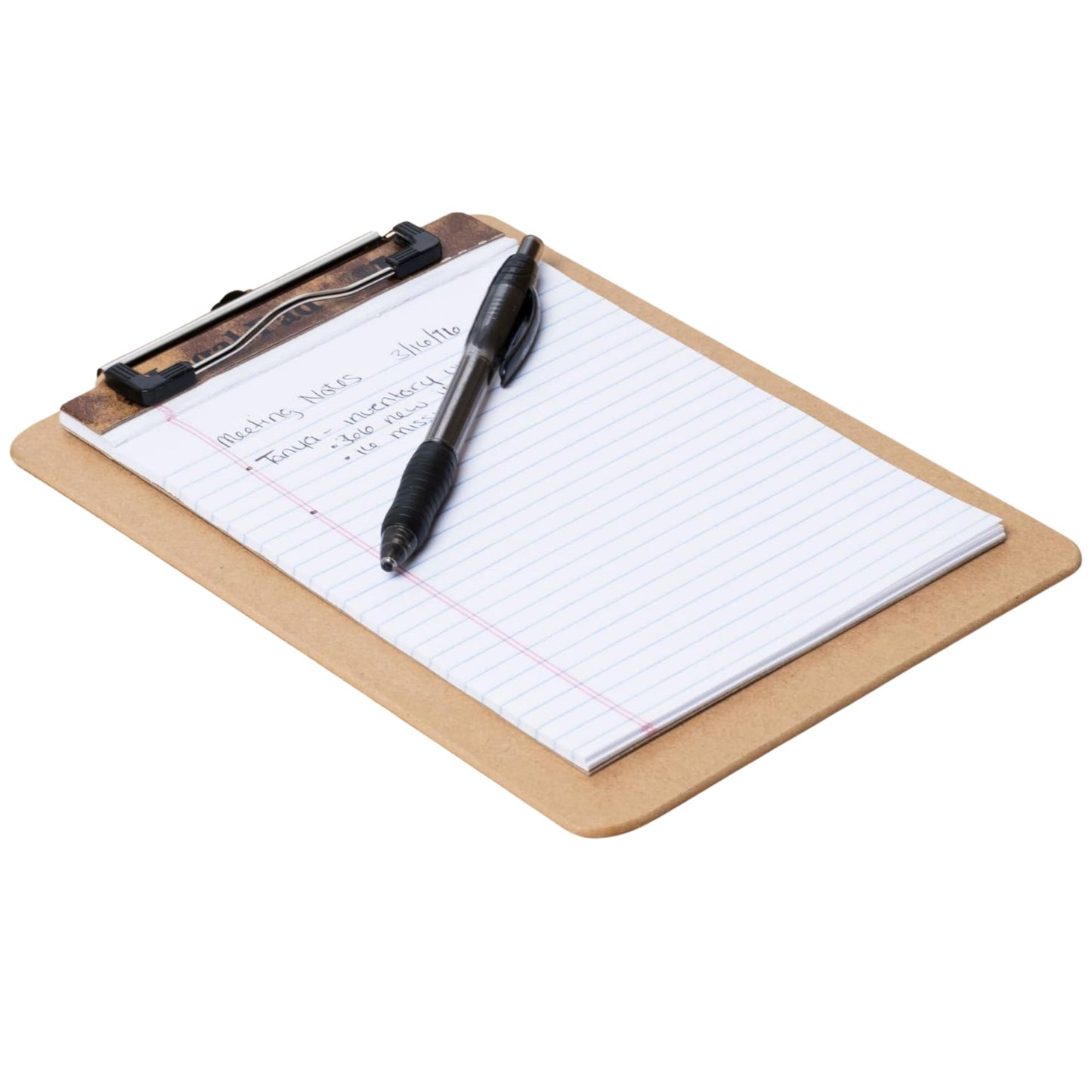 Brown Clipboard Vertical Hardboard with Low-Profile Clip