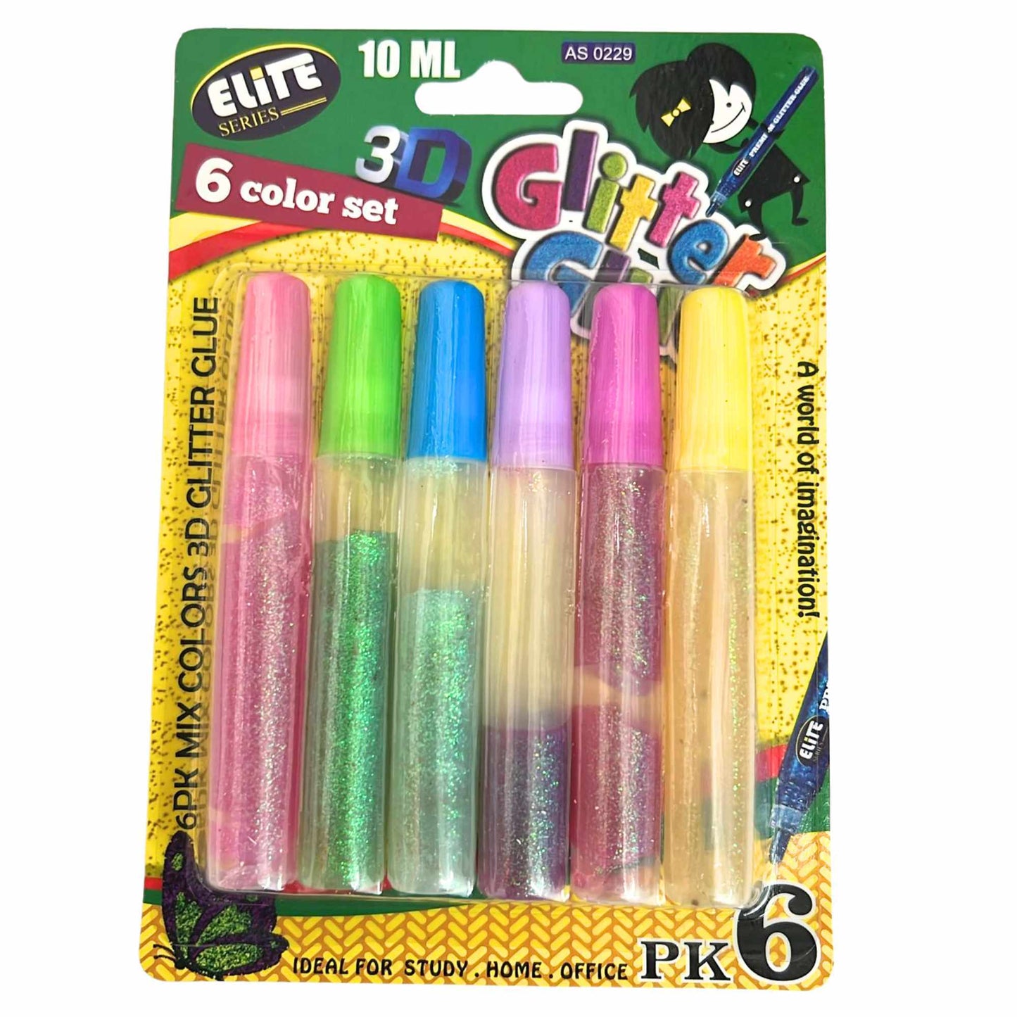 Elite Series –3D Glitter Glue – 6-Color Set