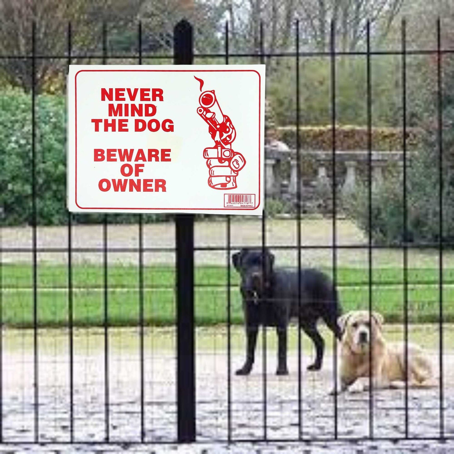 NEVER MIND THE DOG Plastic Signage Sign-1CT