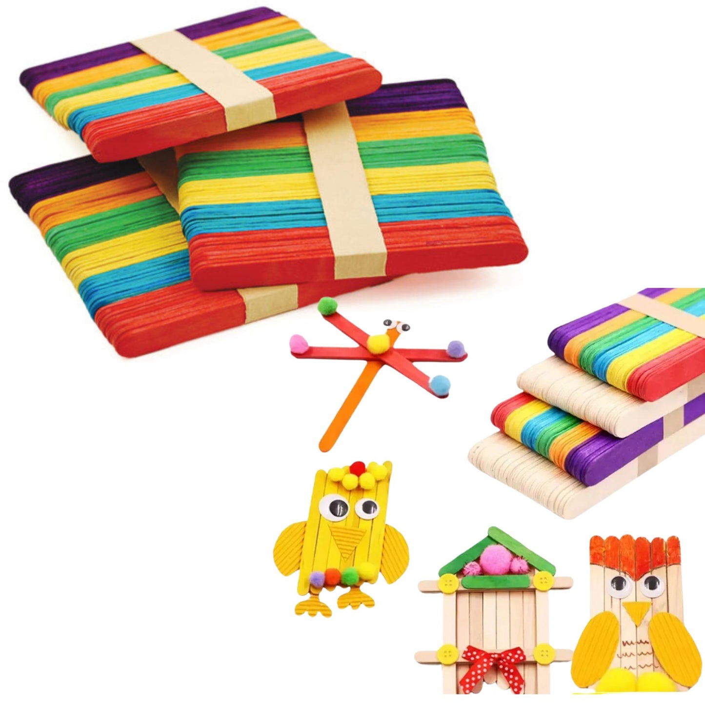 Incraftables 6 Vibrant Color Popsicle Craft Sticks