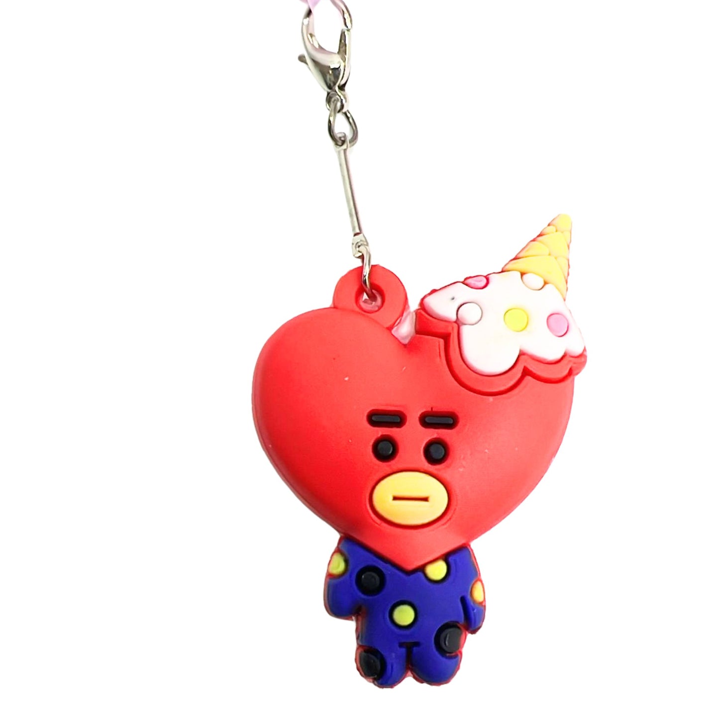 Ballpoint Pen with Stuffed Heart and Child Face Chain