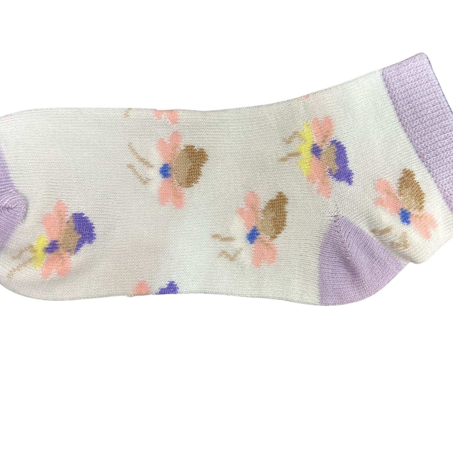 Kids Soft & Stretchy & Comfort Fit Flowery Purple Kids’ Ankle Socks