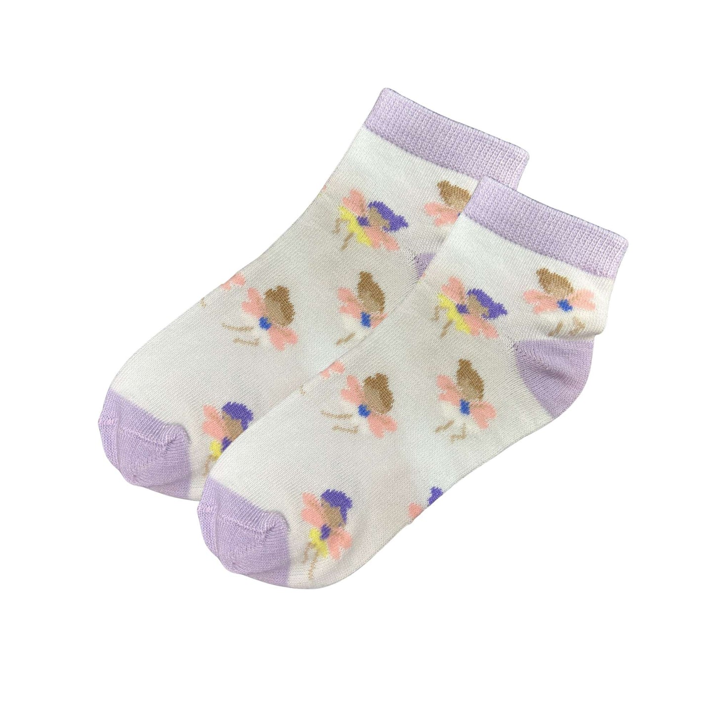 Kids Soft & Stretchy & Comfort Fit Flowery Purple Kids’ Ankle Socks