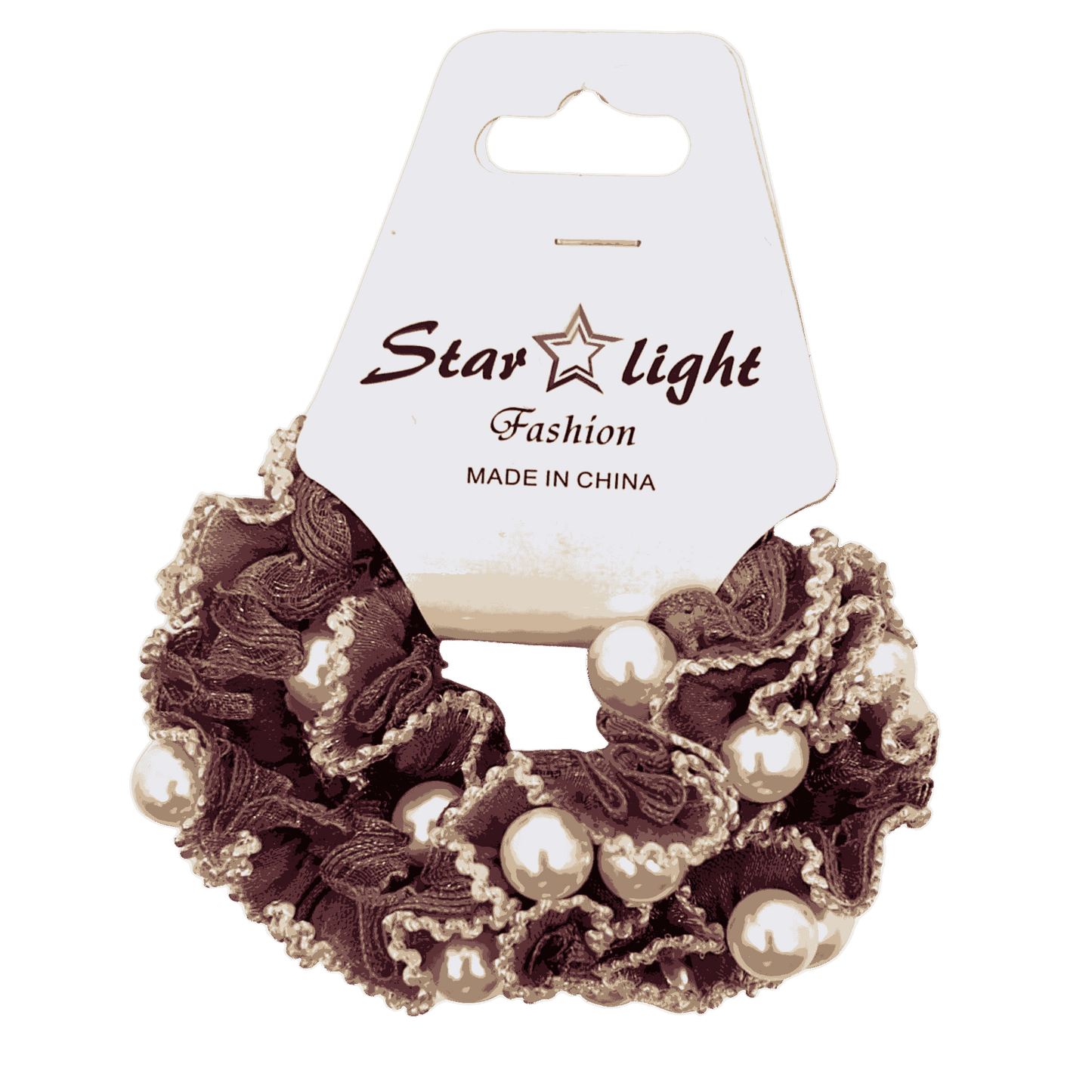 Lace Hair Tie with Imitation Pearl Round Beads