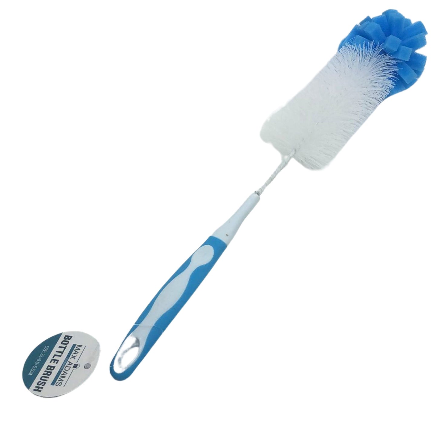 Long Handle Bottle Cleaning Brush with Bristles and Spongy Tip