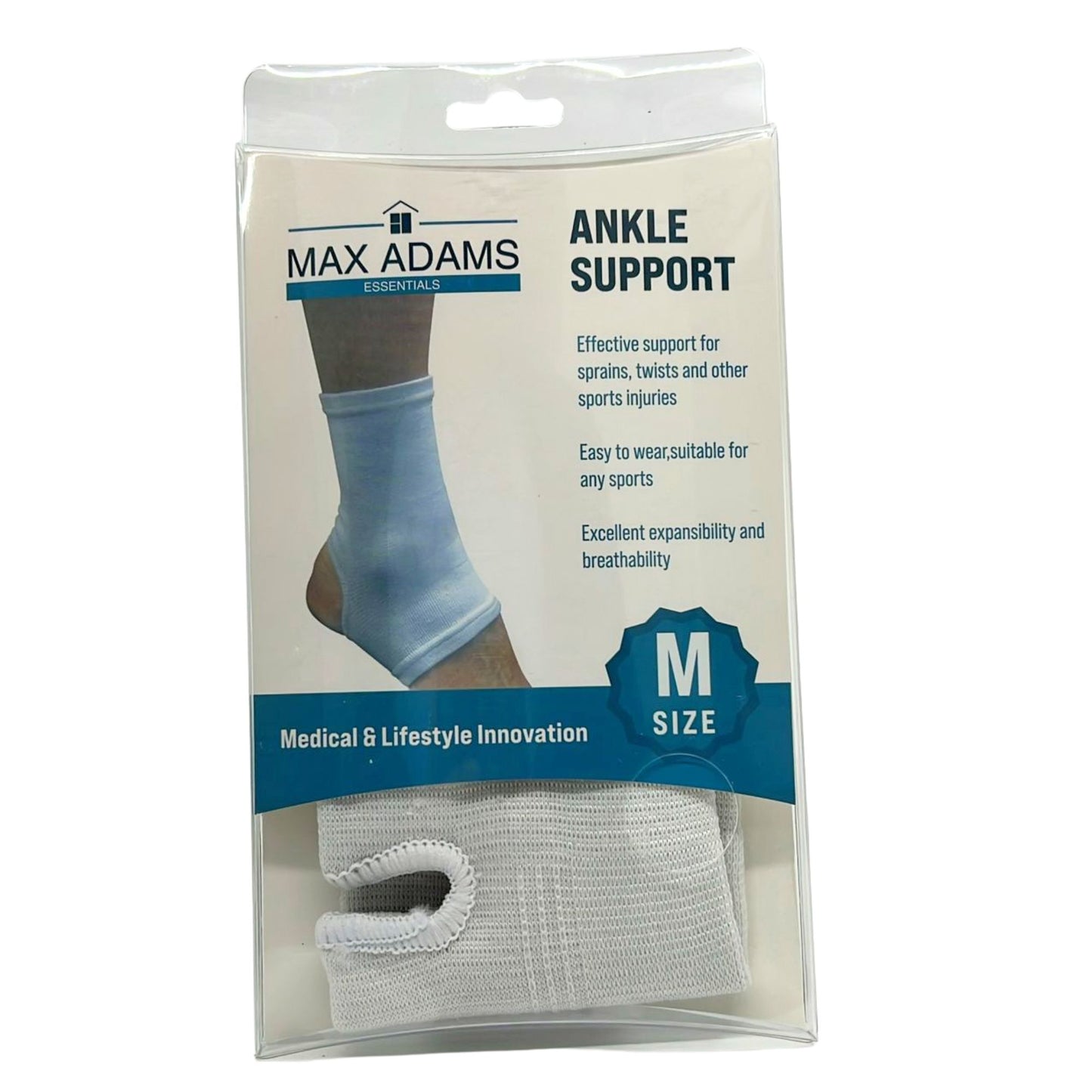 Max Adams Essentials White Stretchable Ankle Support