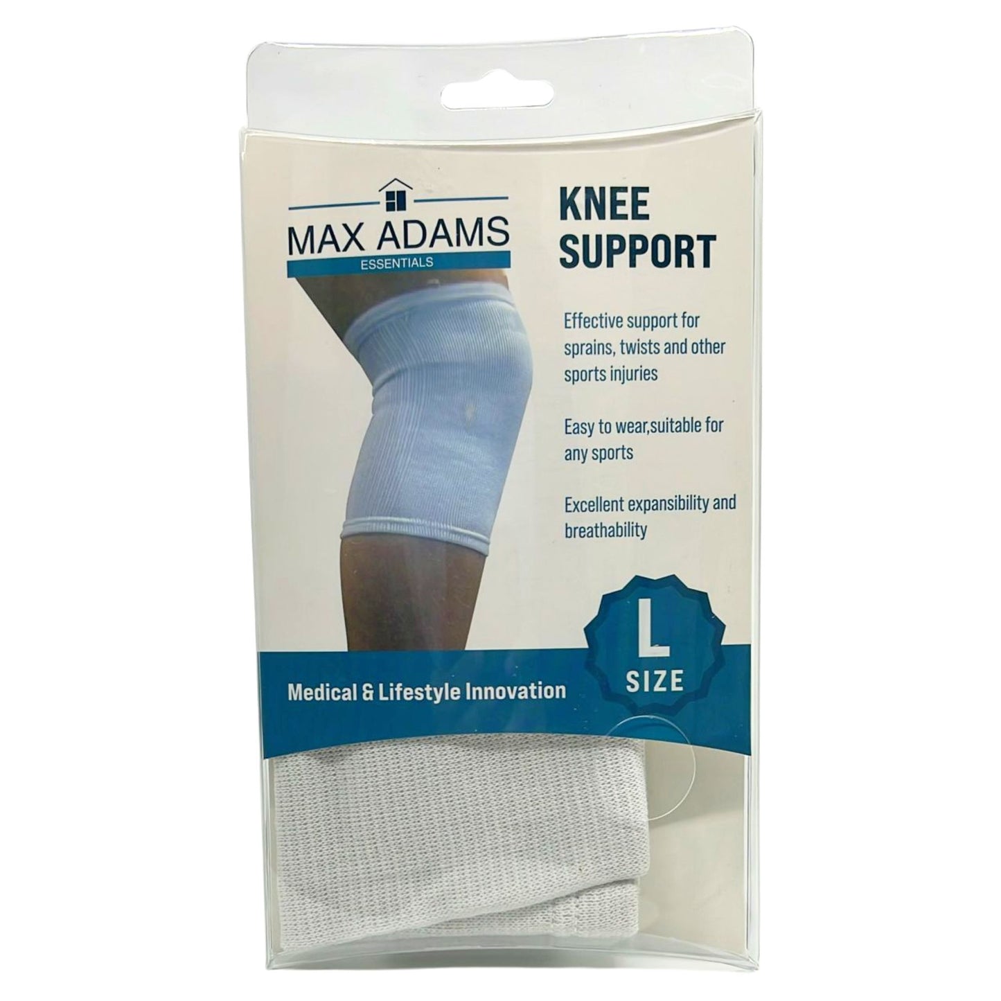 Max Adams Essentials White Stretchable Knee Support