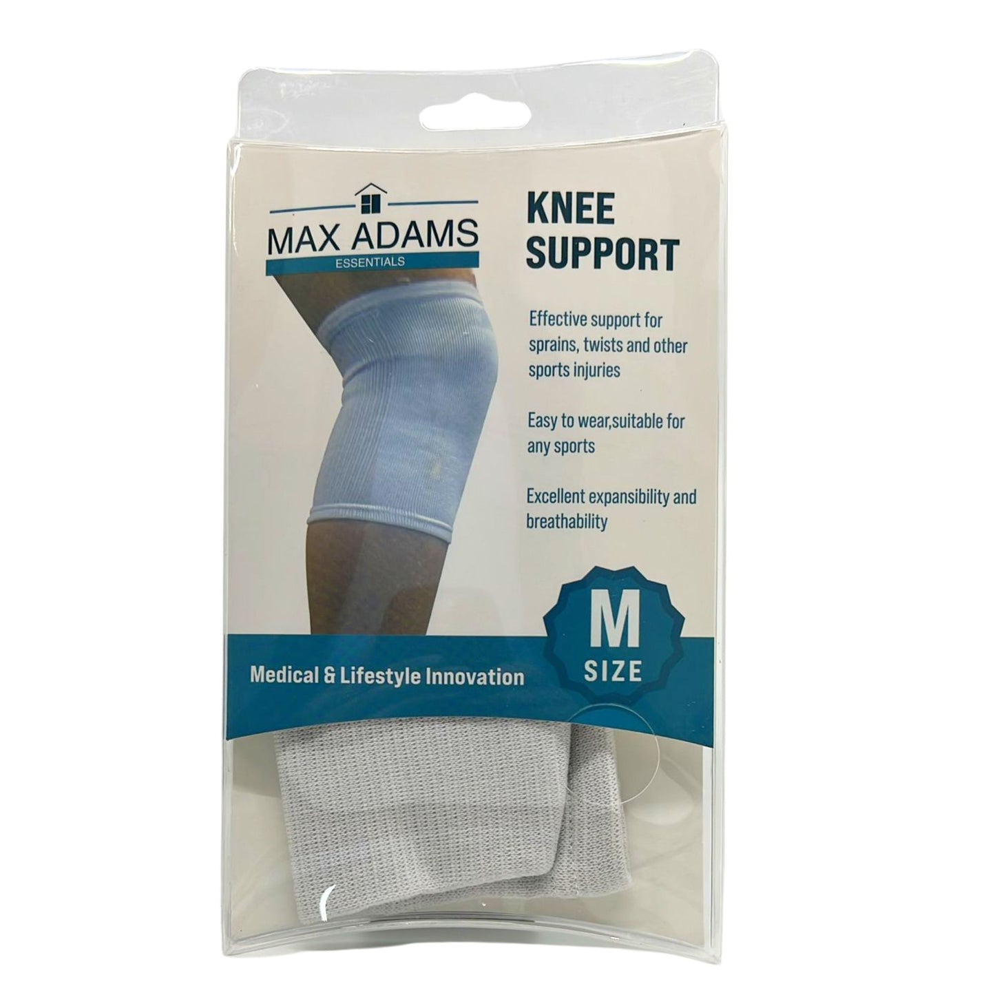 Max Adams Essentials White Stretchable Knee Support