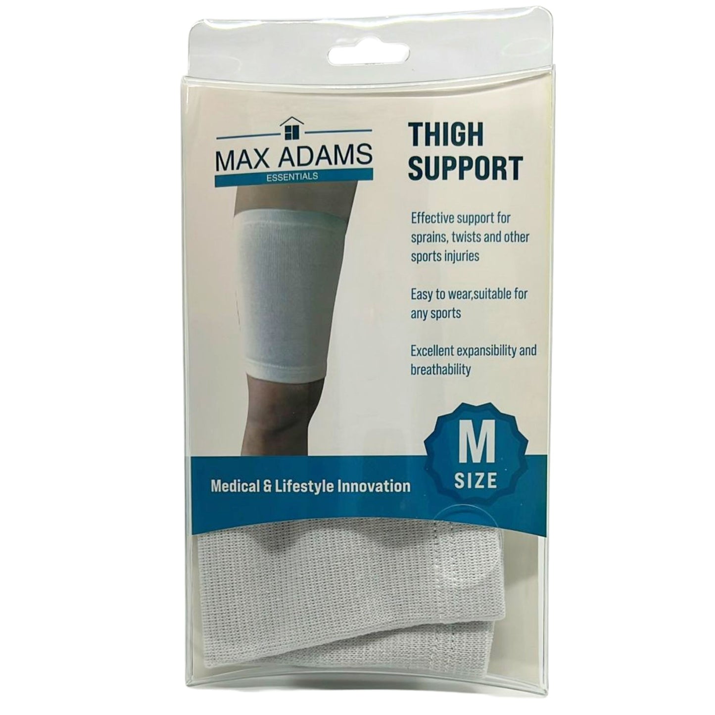 Max Adams Essentials White Stretchable Thigh Support