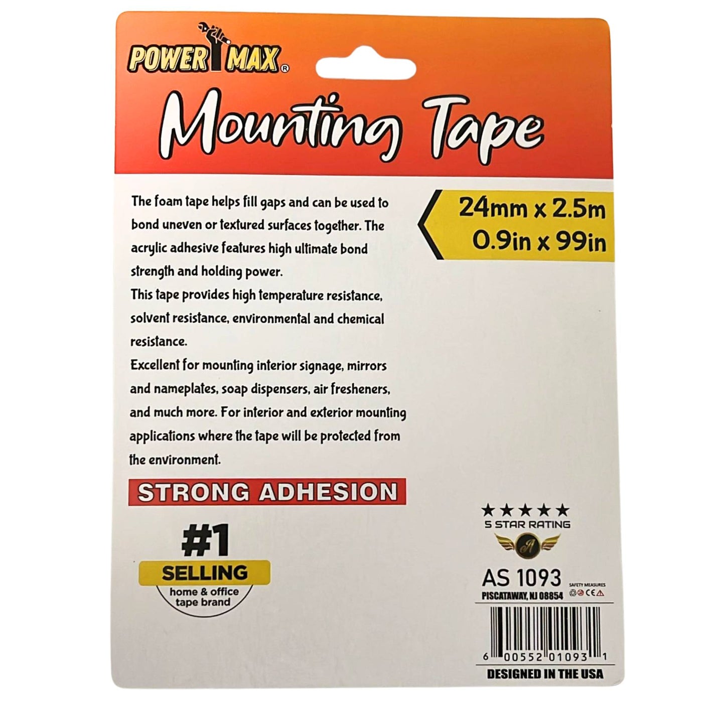 Mounting Tape Hold, Instant Adhesion