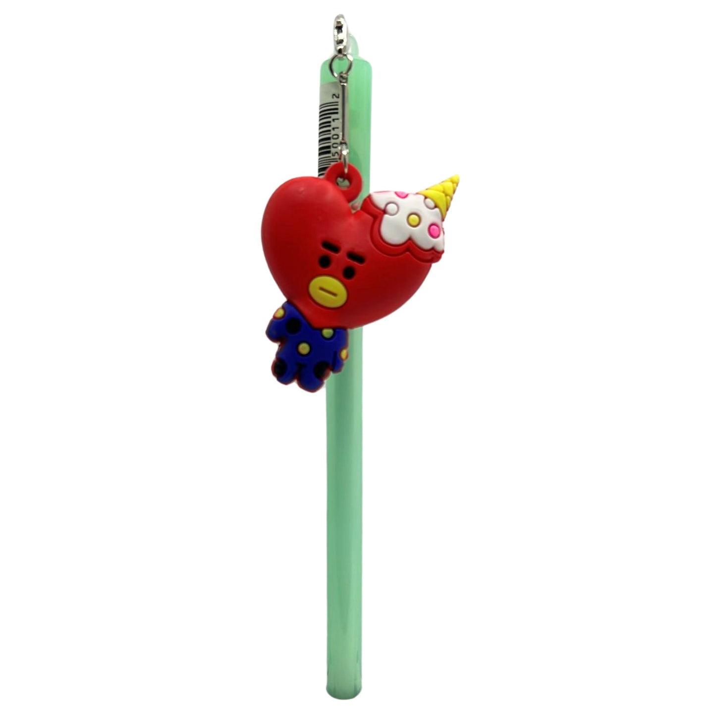 Ballpoint Pen with Stuffed Heart and Child Face Chain
