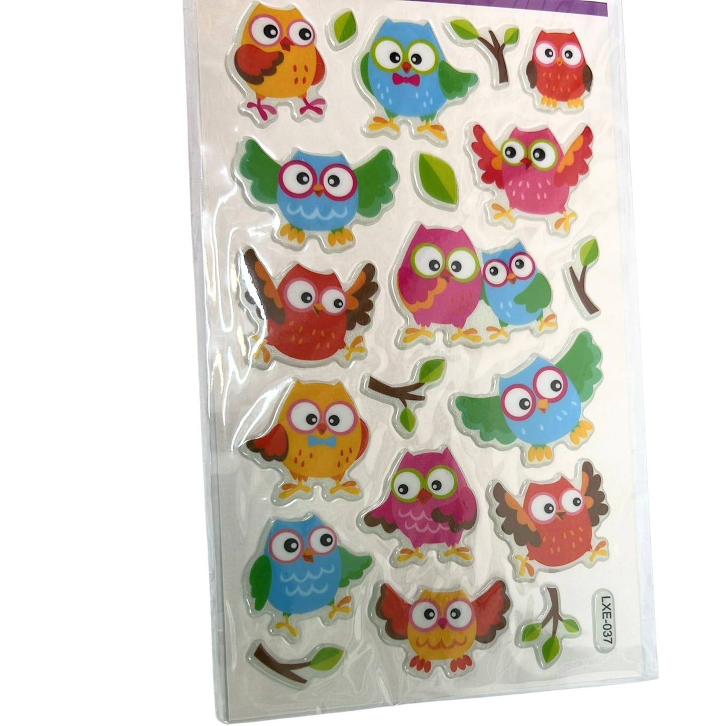 Puffy Action 3D Owl Embossed Stickers with Googly Eyes