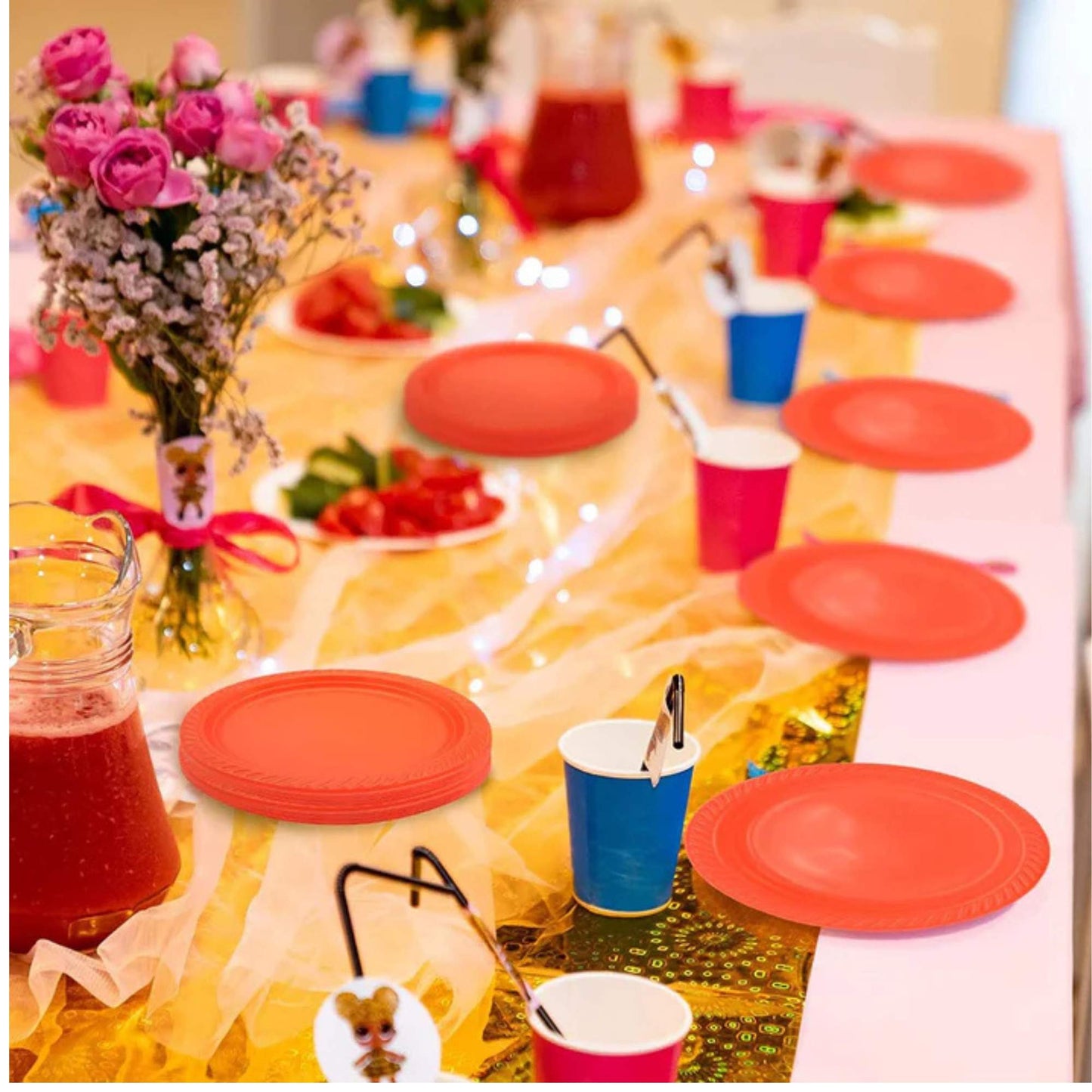 Red Plastic Salad Plate