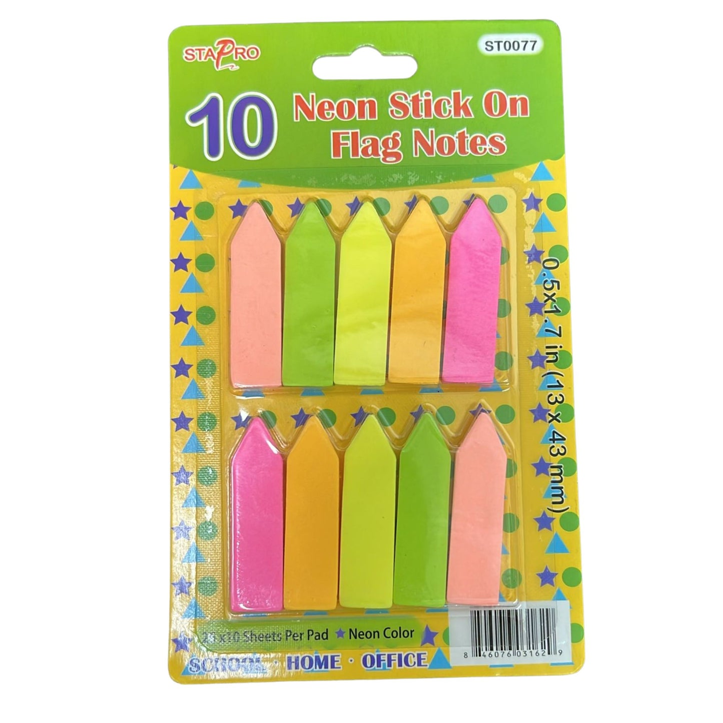 1.7″ × 0.5″ STAPRO Neon Stick-On Flag Notes