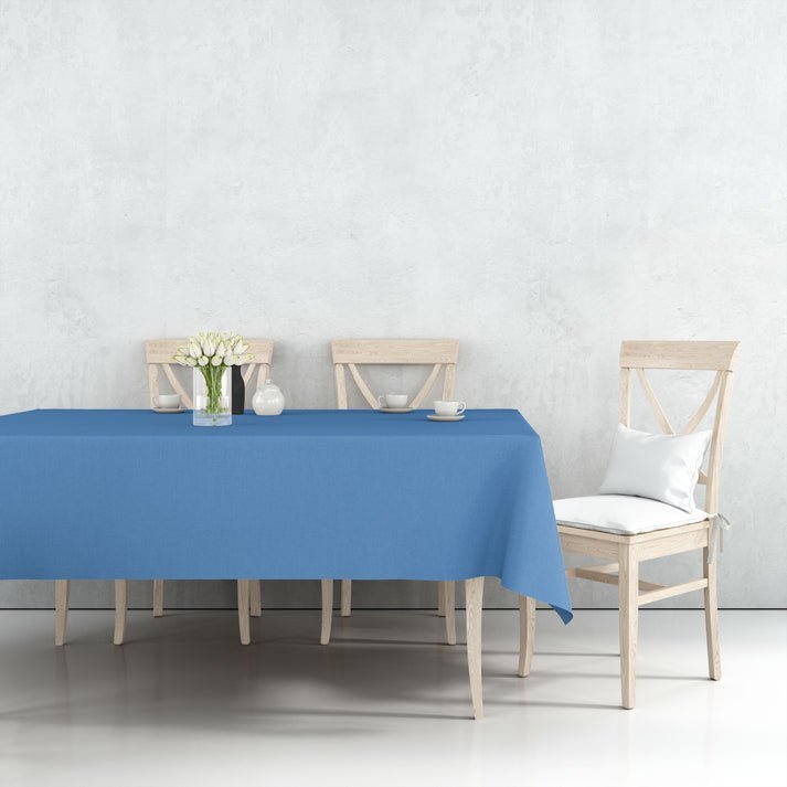 Tablecover Plastic Medium Blue Rectangular 54'' X 108'' 1 Pack Table Cover size and feature image