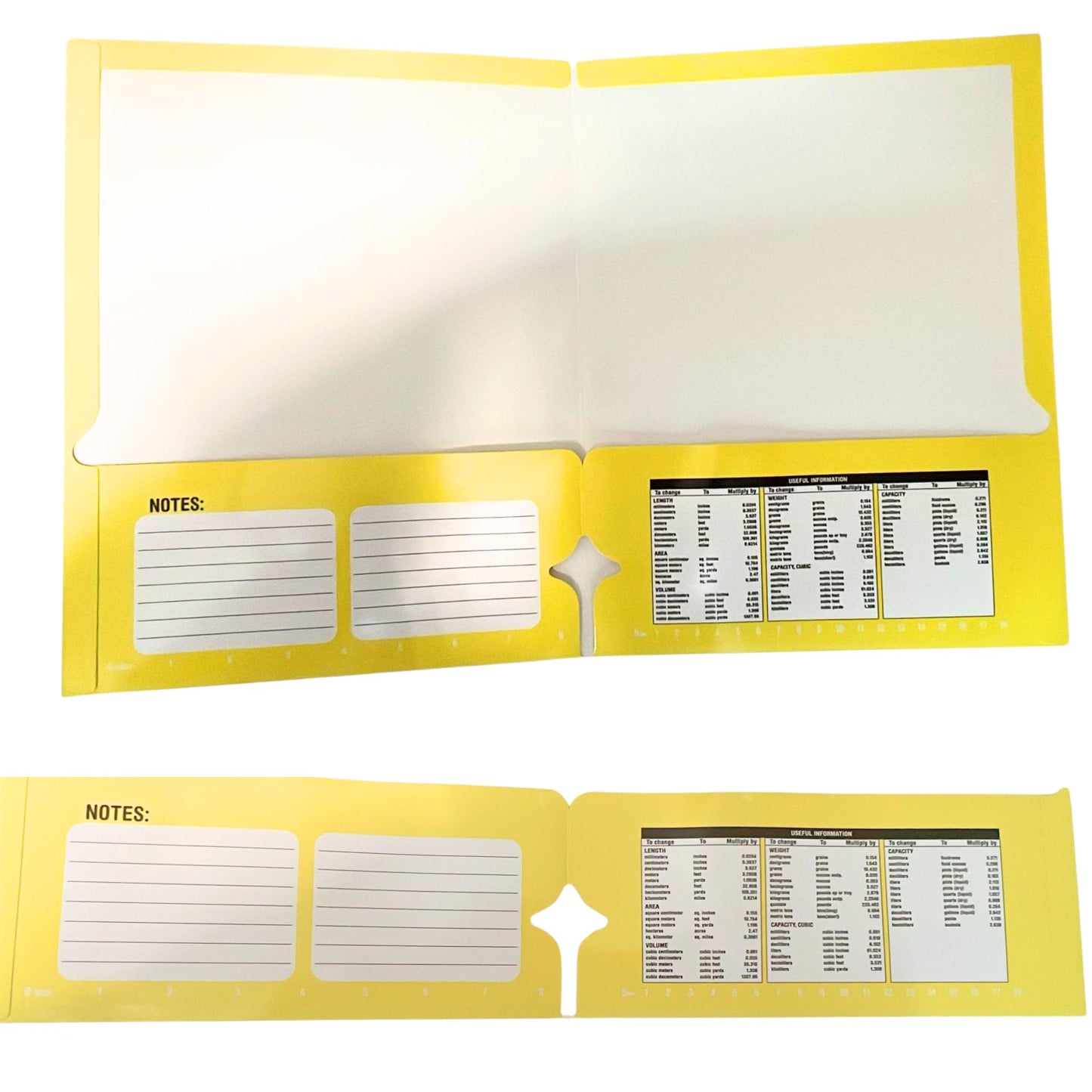 Two Pocket Folder with Useful Information, Notes Section, and Built-In Ruler