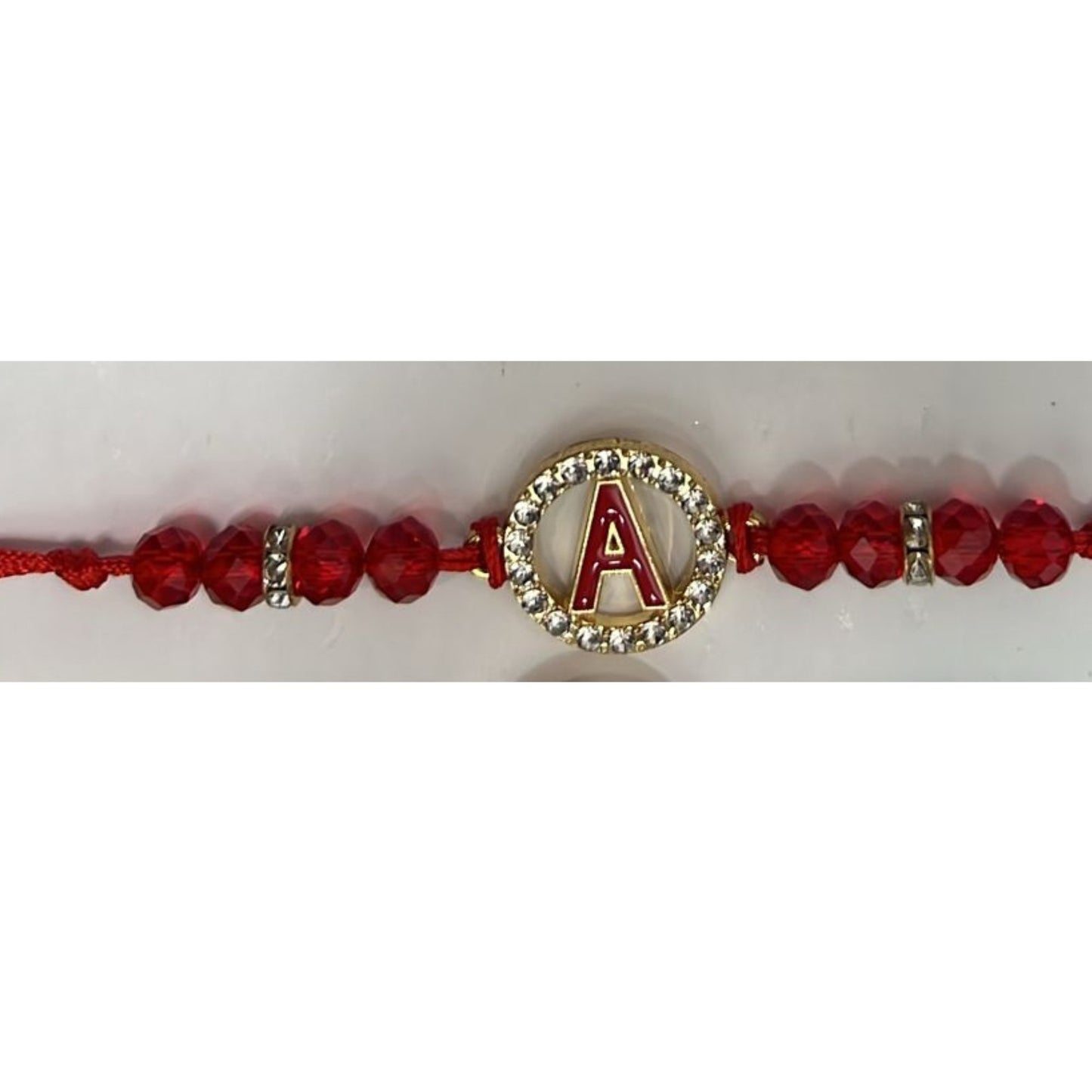 Unisex Beaded Colored Bracelet with Gold Rhinestone Alphabet Letters