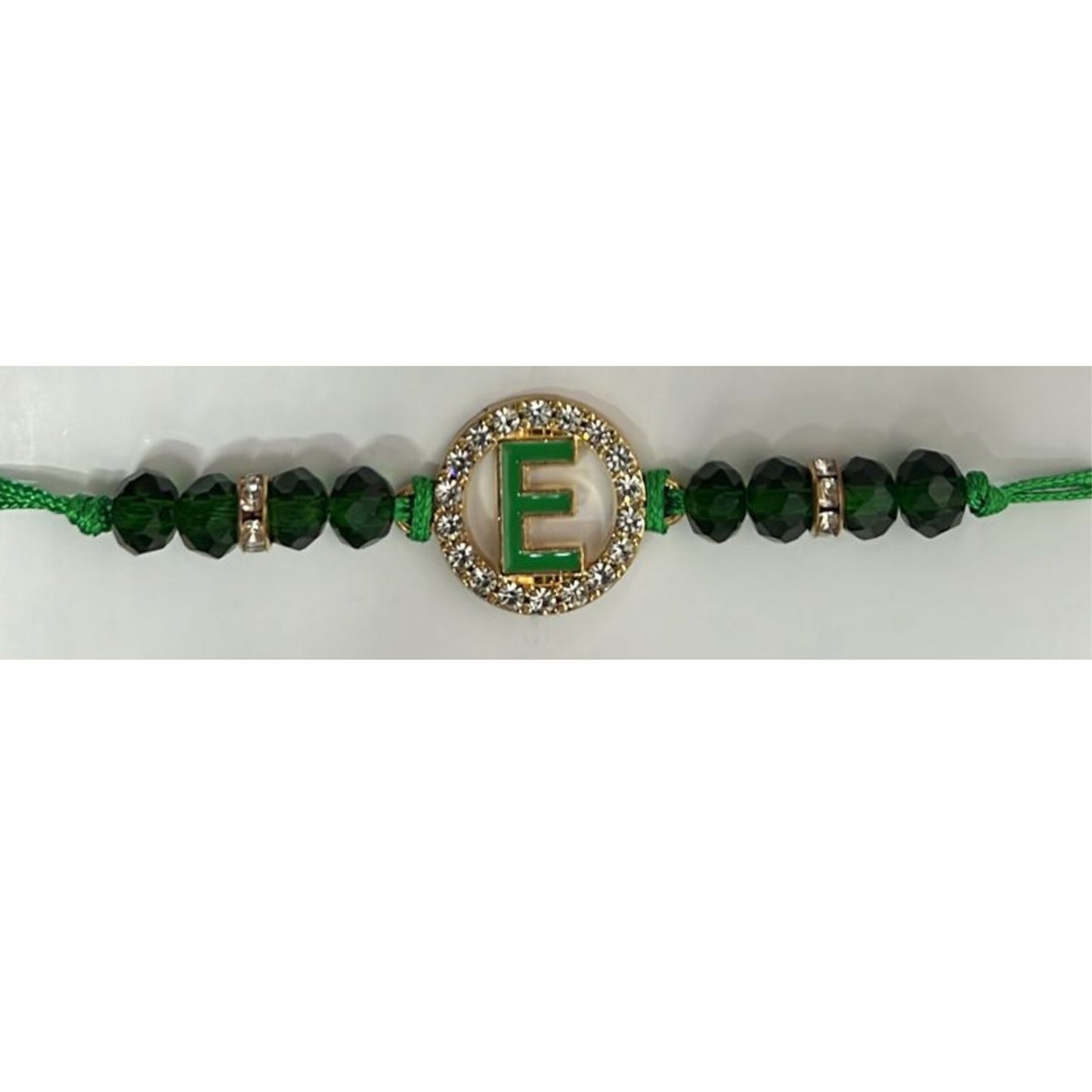 Unisex Beaded Colored Bracelet with Gold Rhinestone Alphabet Letters