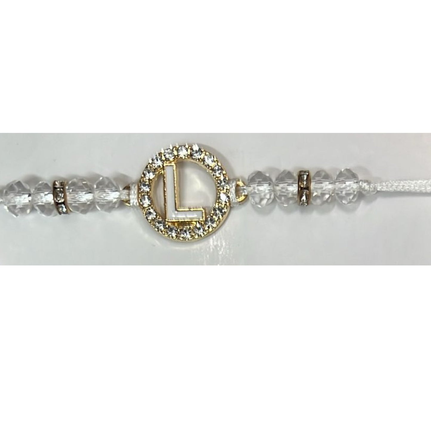 Unisex Beaded Colored Bracelet with Gold Rhinestone Alphabet Letters