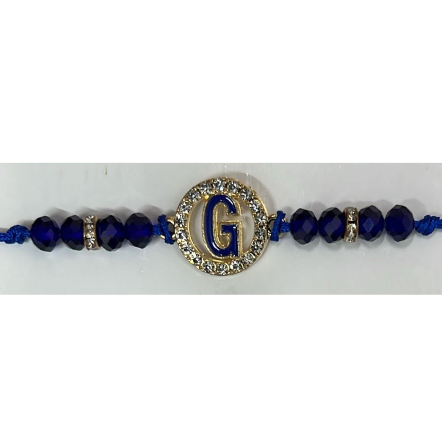 Unisex Beaded Colored Bracelet with Gold Rhinestone Alphabet Letters