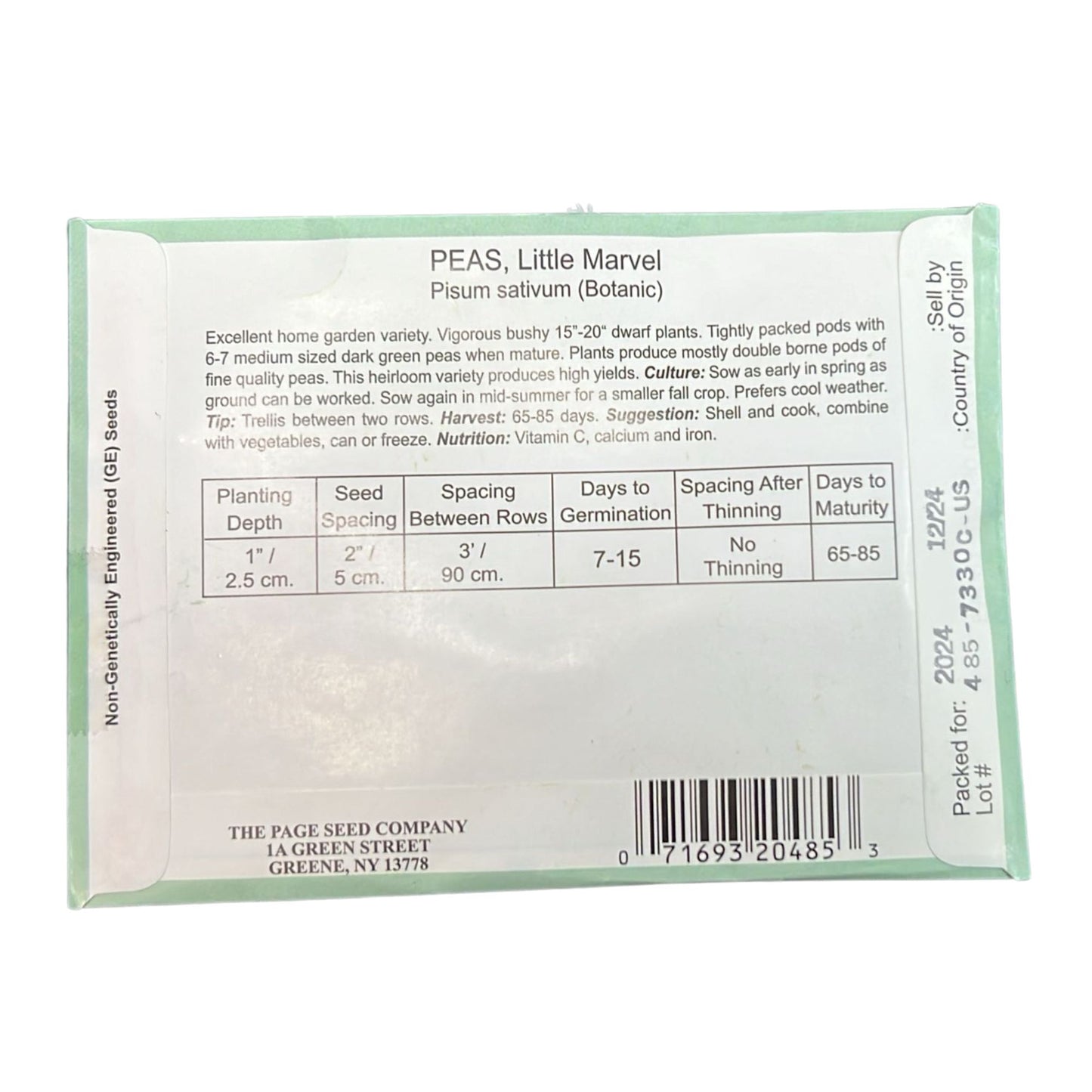 Valley Greene 5g Little Marvel Pea Heirloom Variety Seeds