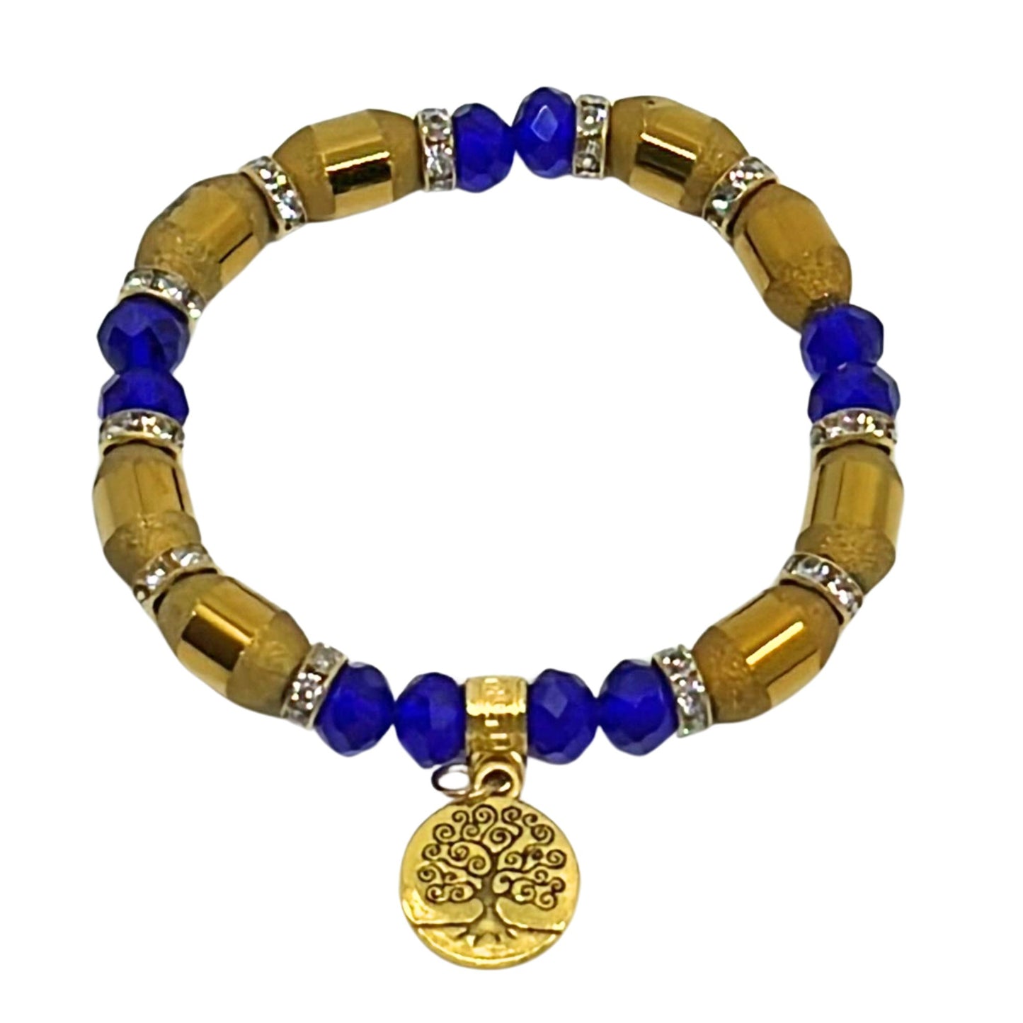 Long Gold Bead Touch with Colorful Beaded Bracelet