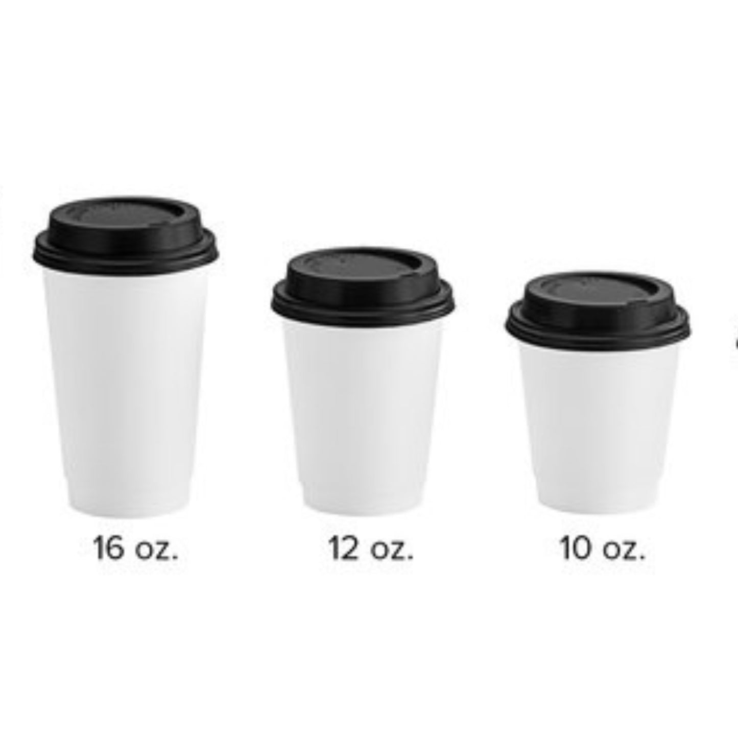 White Poly Paper Hot Cups with Black Lids
