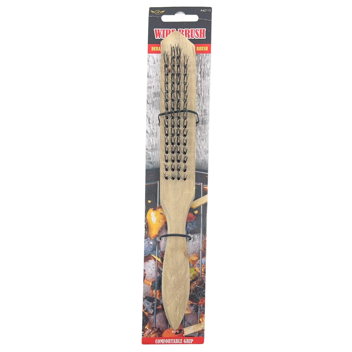 Multi-Purpose Wire Brush Set with Wooden Curved Handle Grip
