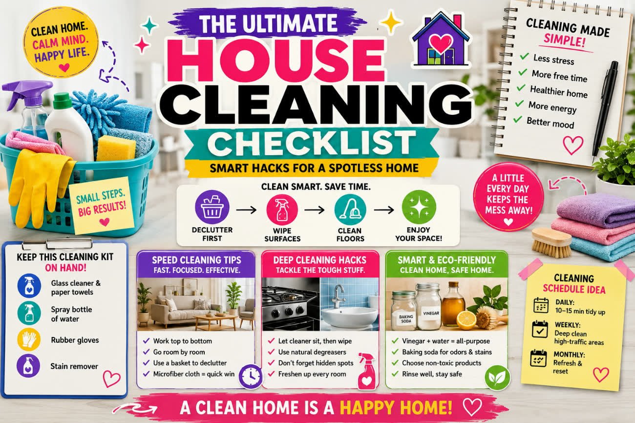 The Ultimate House Cleaning Checklist Smart Hacks for a Spotless Home