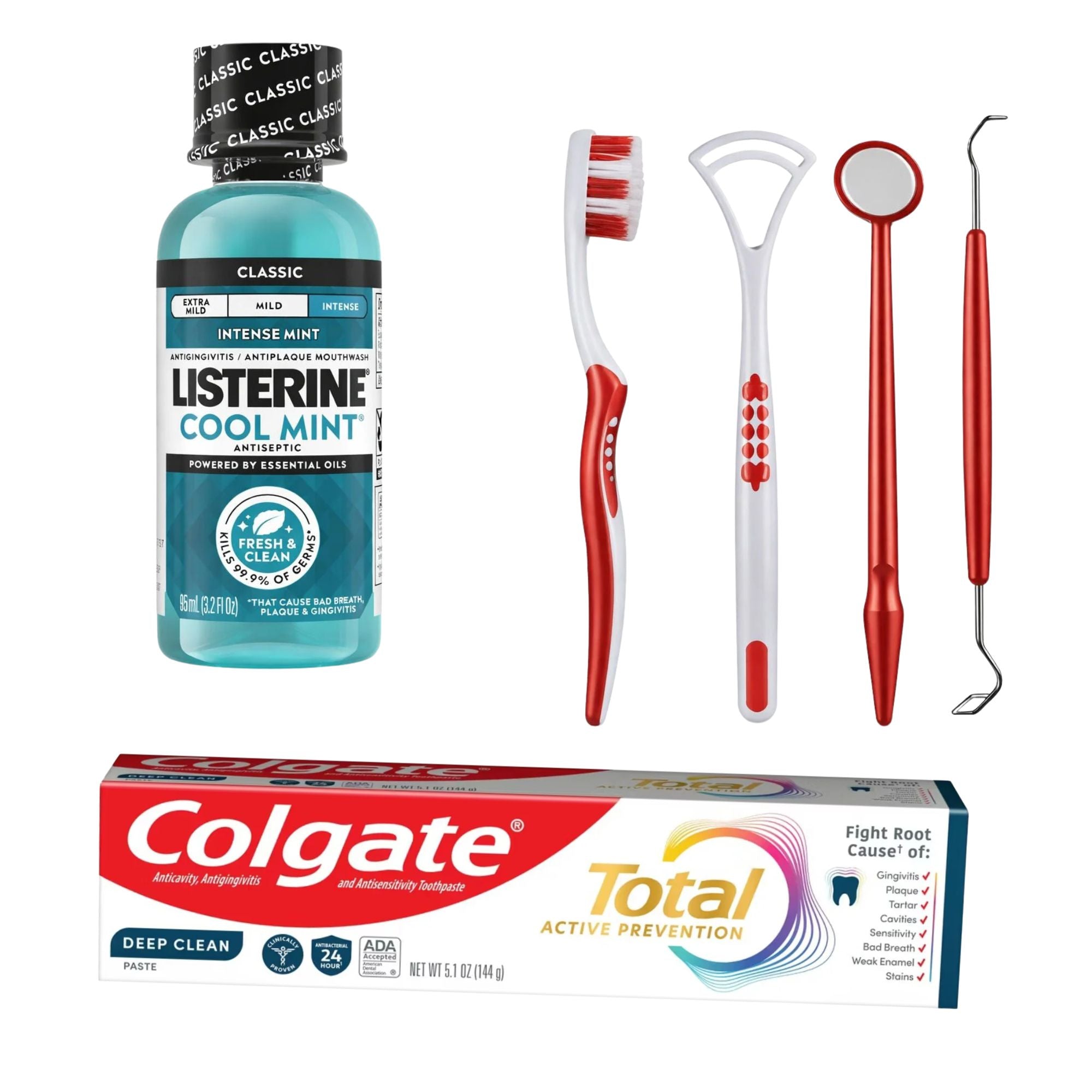 Vaseline Original Healing Jelly and Colgate Total Toothpaste skin and oral care products