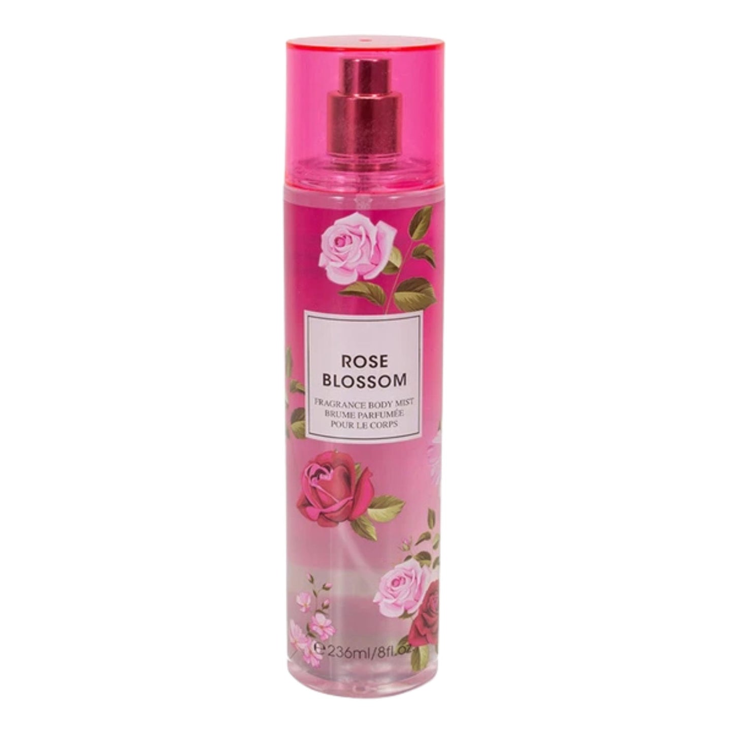 Rose Blossom Fragrance Women's Body Mist Spray on white background