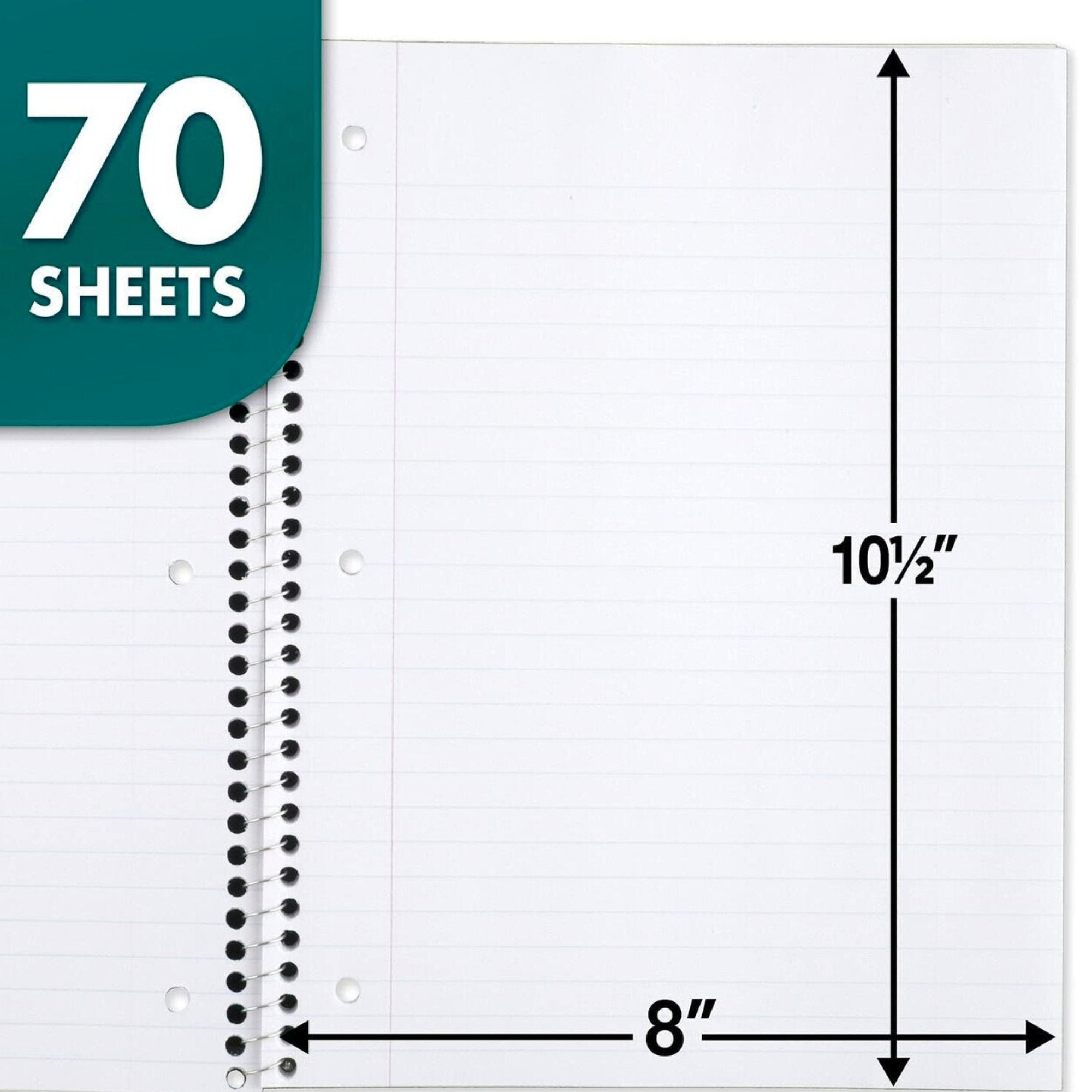 1 Subject Spiral Notebook Wide Ruled Durable and Stylish for School, Work 70 Sheets Notebooks & Notepads Notebook School