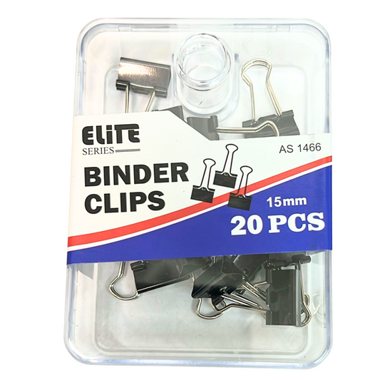 99¢-20 Pcs Black Binder Clips 15mm for Office & School Use