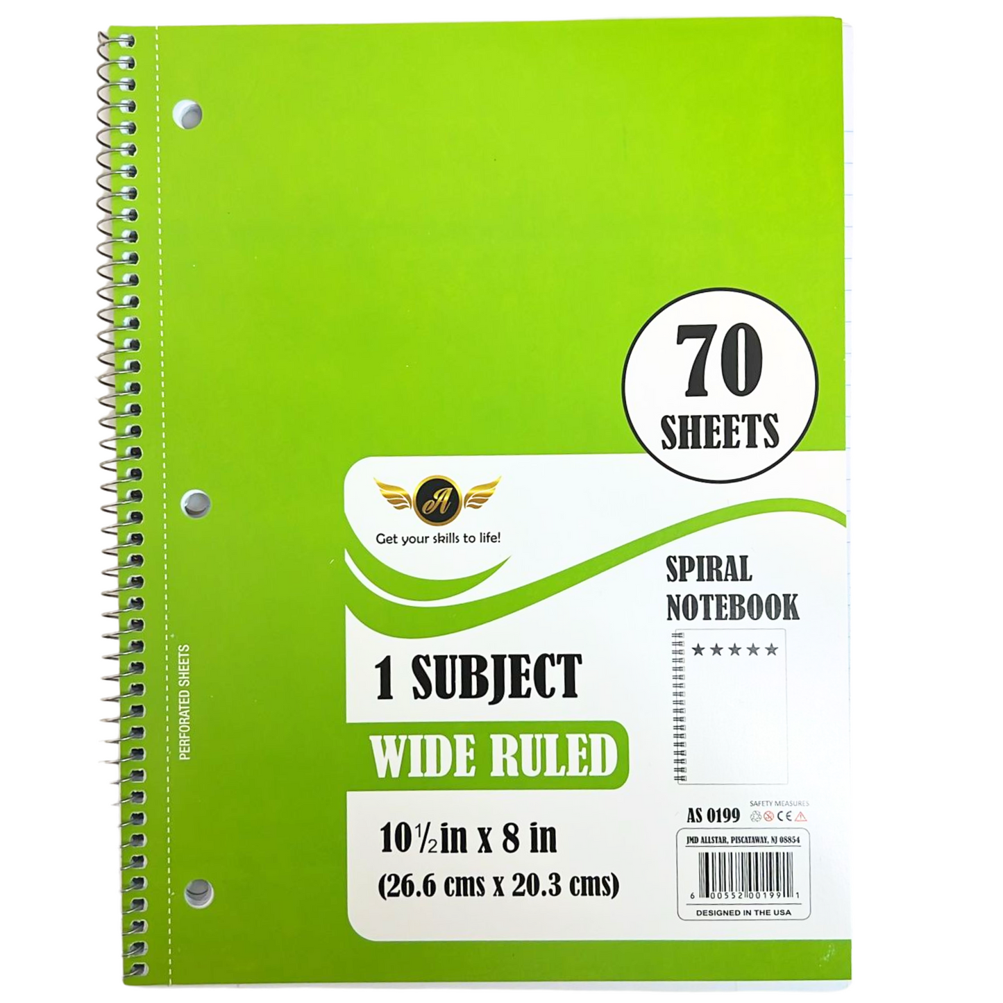 99¢-1-Subject Spiral Notebook – Wide Ruled, Durable Cover – Ideal for School, Home, or Office Use