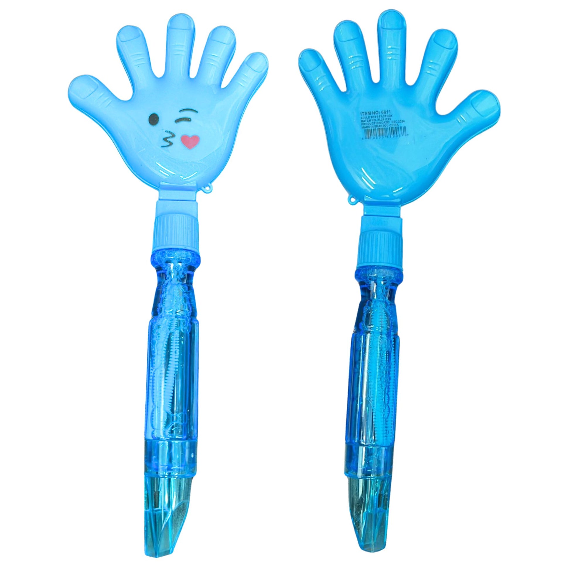 10" Bubble Emoji Hand Stick Wind with Whistle at Bottom 
