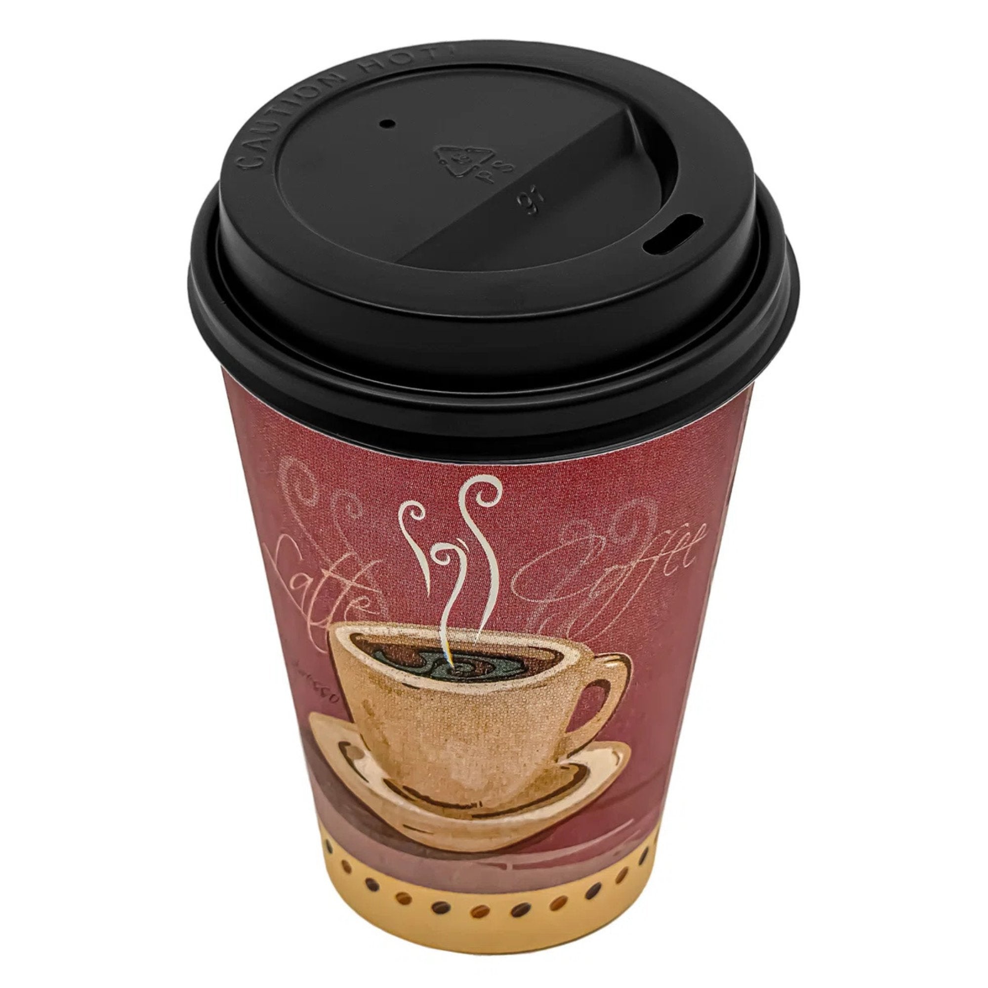 12oz Colored Heaven Hot Cups with Black Lids: 6 Pack Kitchen Catalog,Dispoable Cups Coffee Cups main product image