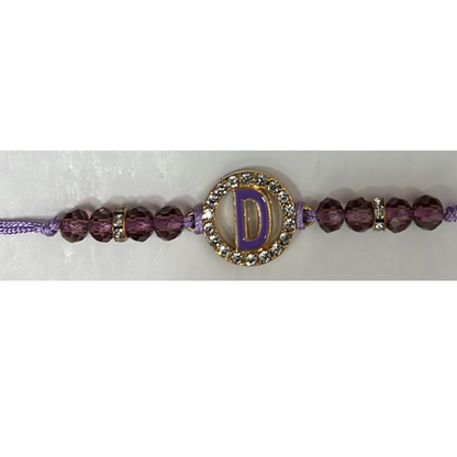 99¢- Beaded Colored Bracelet with Gold Rhinestone Alphabet Letters – Unisex Adjustable Jewelry: 1CT
