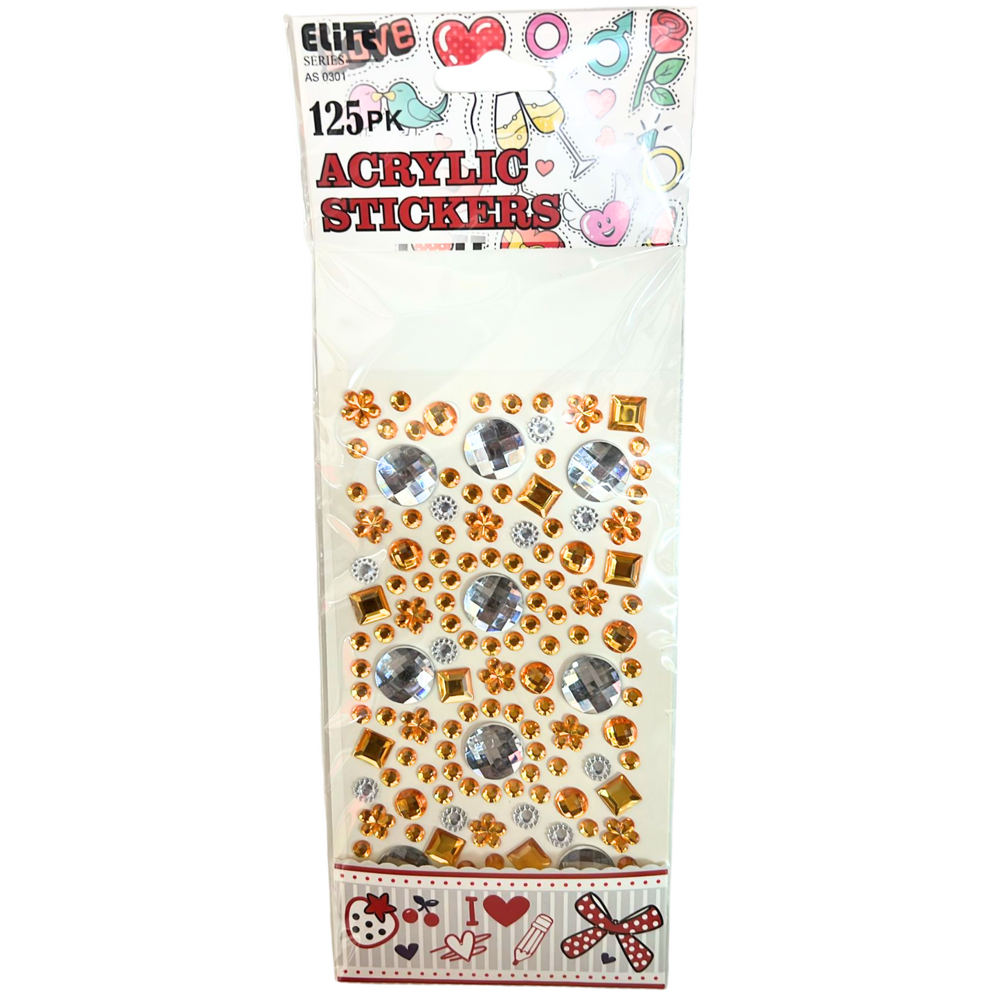 99¢-125 pcs Acrylic Stickers – Includes Gold & Silver Designs