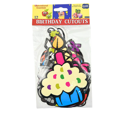 99¢-12 Pcs Birthday Cutouts – Non-Toxic and Colorful Decorations