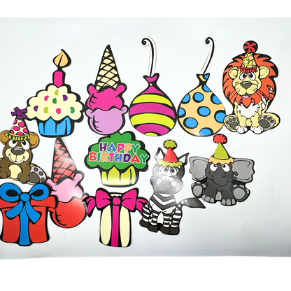 99¢-12 Pcs Birthday Cutouts – Non-Toxic and Colorful Decorations