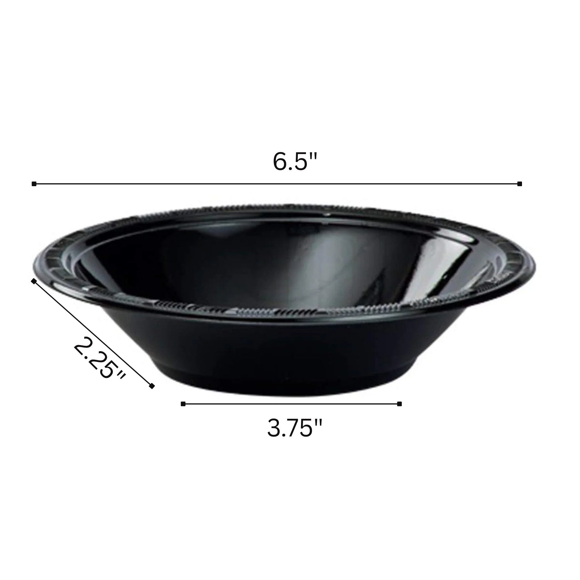 Disposable 15oz Black Plastic Bowl: 6 Pack Plastic Bowls product detail image