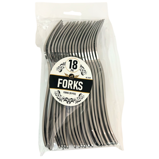 99¢- Silver Plastic Forks – 18 Count